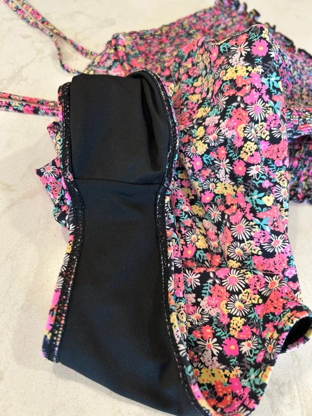 BalticBorn Nikki Smocked One Piece Swimsuit‎ in Neon Floral Beach Size Small